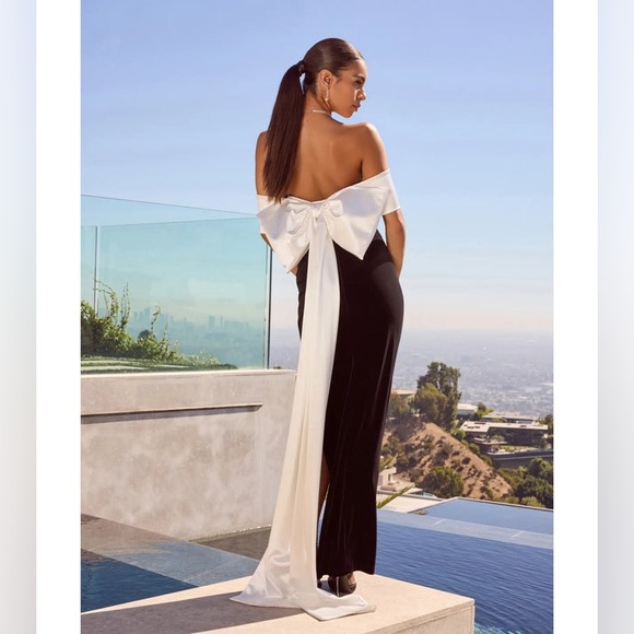 Verona Formal Velvet Bow Dress by Windsor - Picture 2 of 7